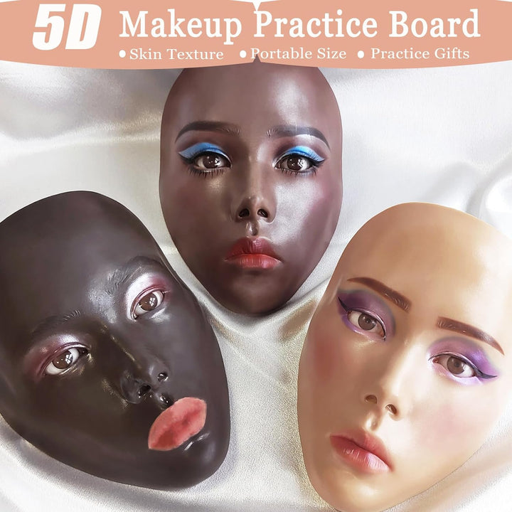 Banugo Cara de maniquí de maquillaje, cabeza de silicona con kit de...