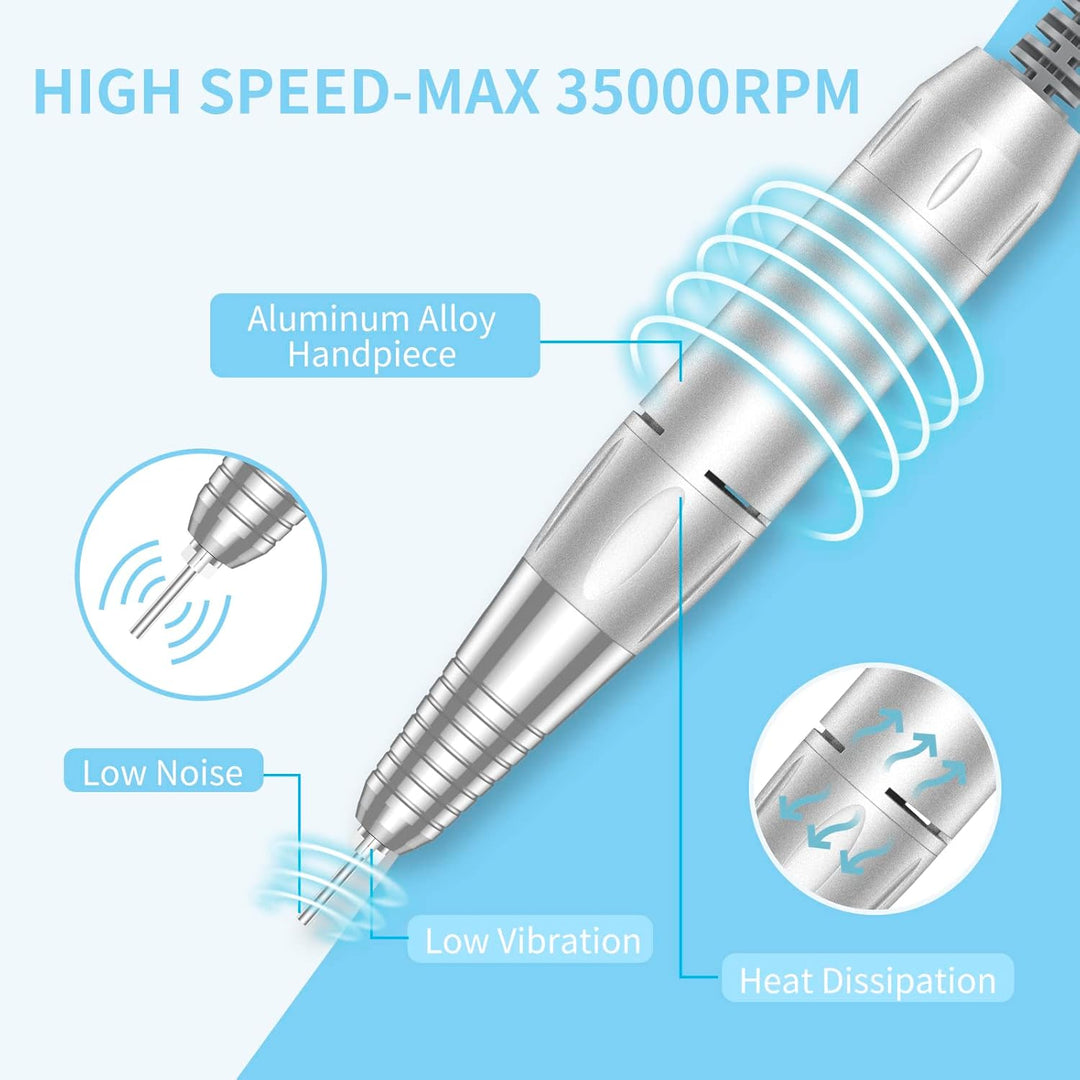 Taladro de uñas portátil profesional de 35000 RPM, MOCOWIND recarga...