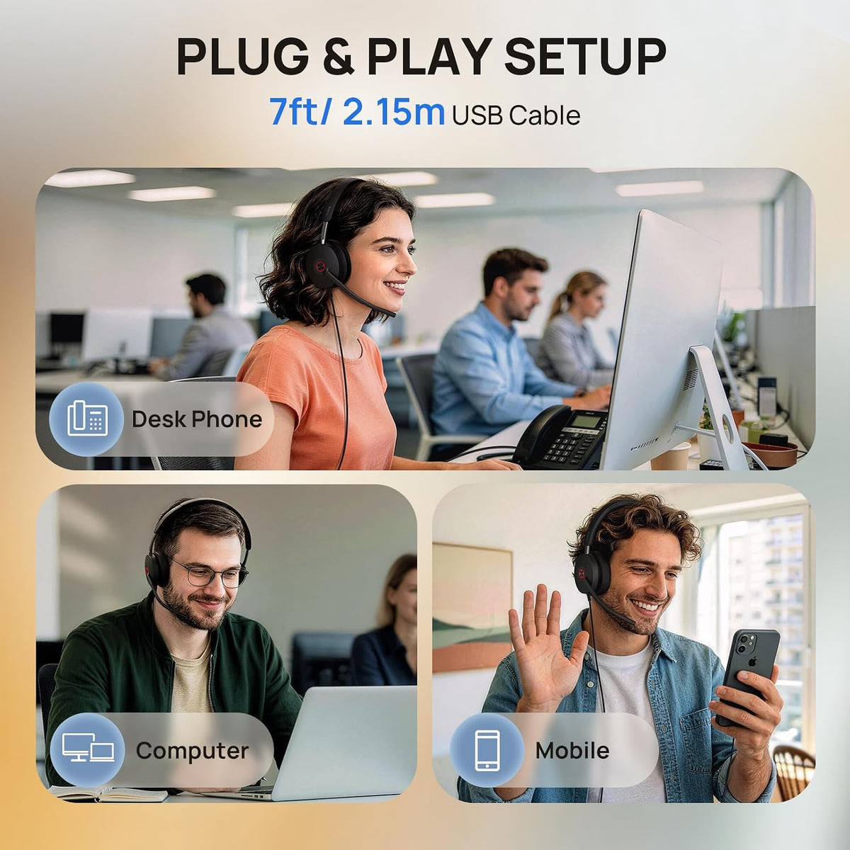 Yealink Auriculares con cable UH48 SE ANC, USB-C/A, controles en línea, 6