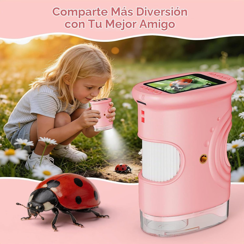 Microscopio digital portátil 4K 1000X para niños con pantalla IPS de 2.0