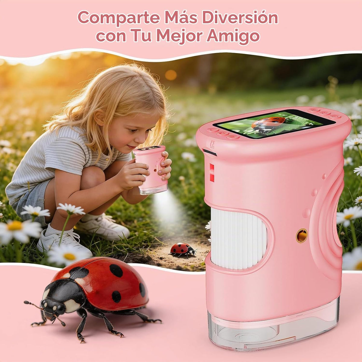 Microscopio digital portátil 4K 1000X para niños con pantalla IPS de 2.0