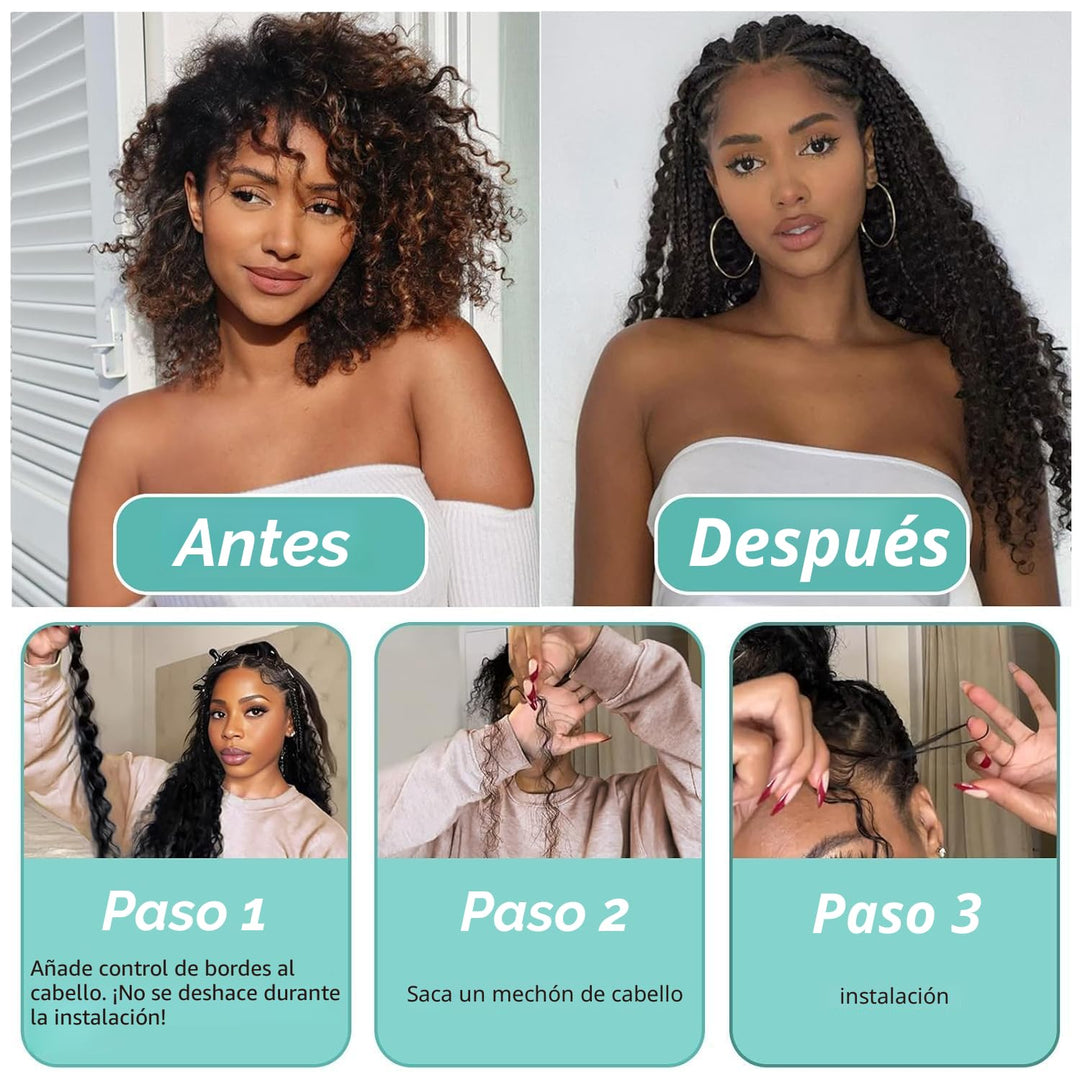 Cabello humano para trenzas Boho Cabello humano 110g 20 pulgadas ri...