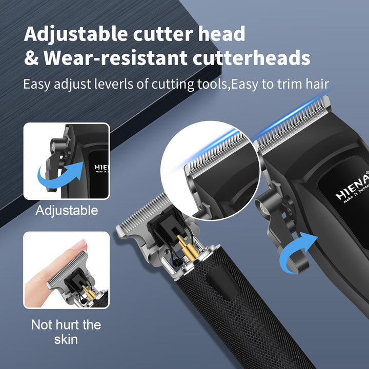 HIENA PRO - Cortadora de pelo inalámbrica para hombre, kit de peluq...
