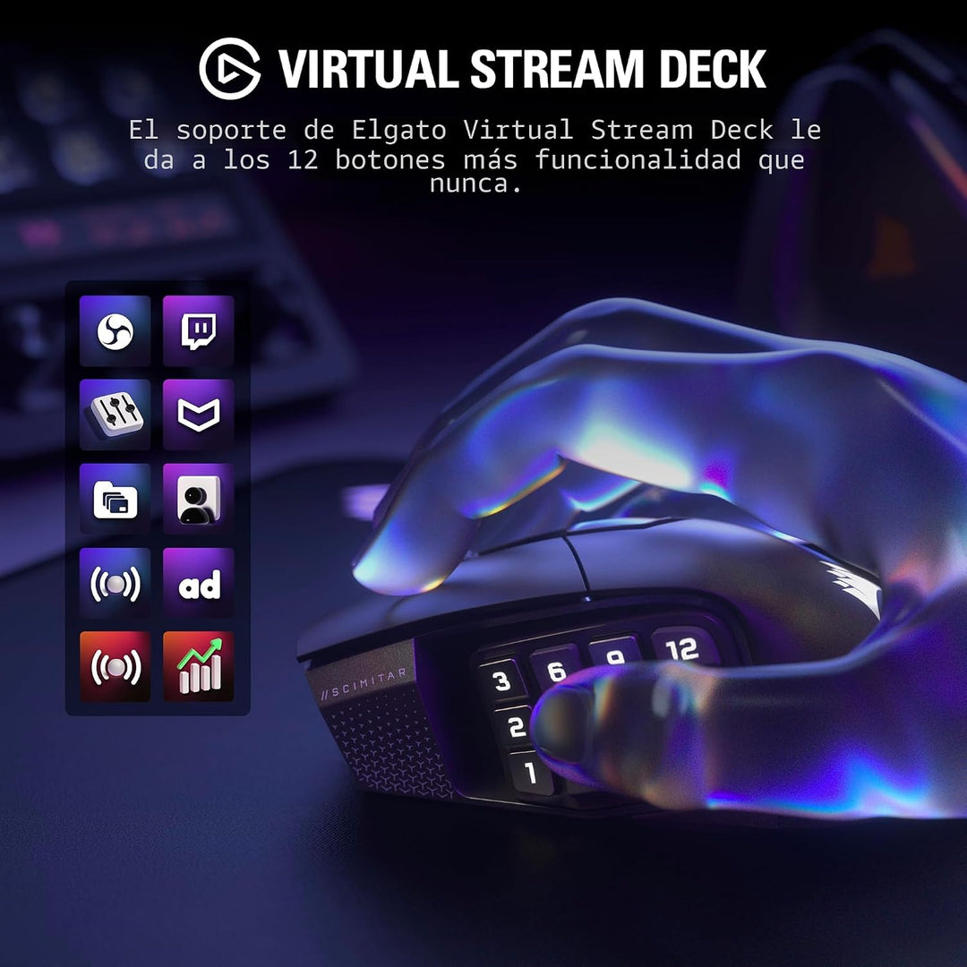 Corsair Scimitar Elite Wireless SE MMO - Ratón para juegos de PC -...