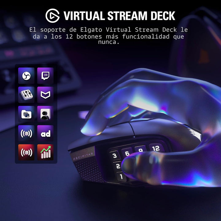 Corsair Scimitar Elite Wireless SE MMO - Ratón para juegos de PC -...