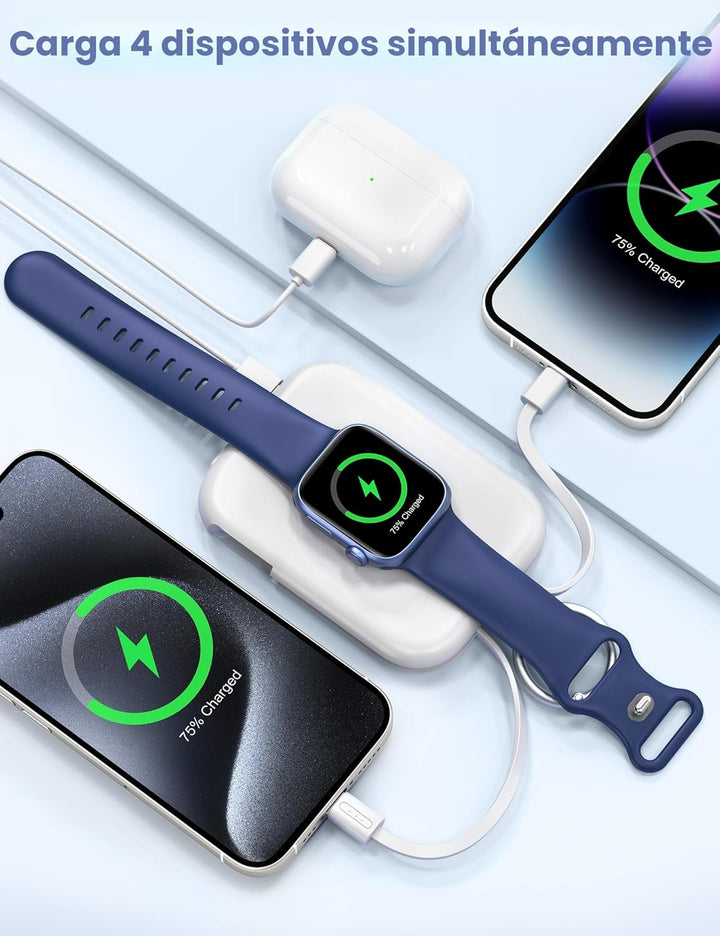 RORRY - Cargador portátil, batería externa de 5000 mAh con cables i...