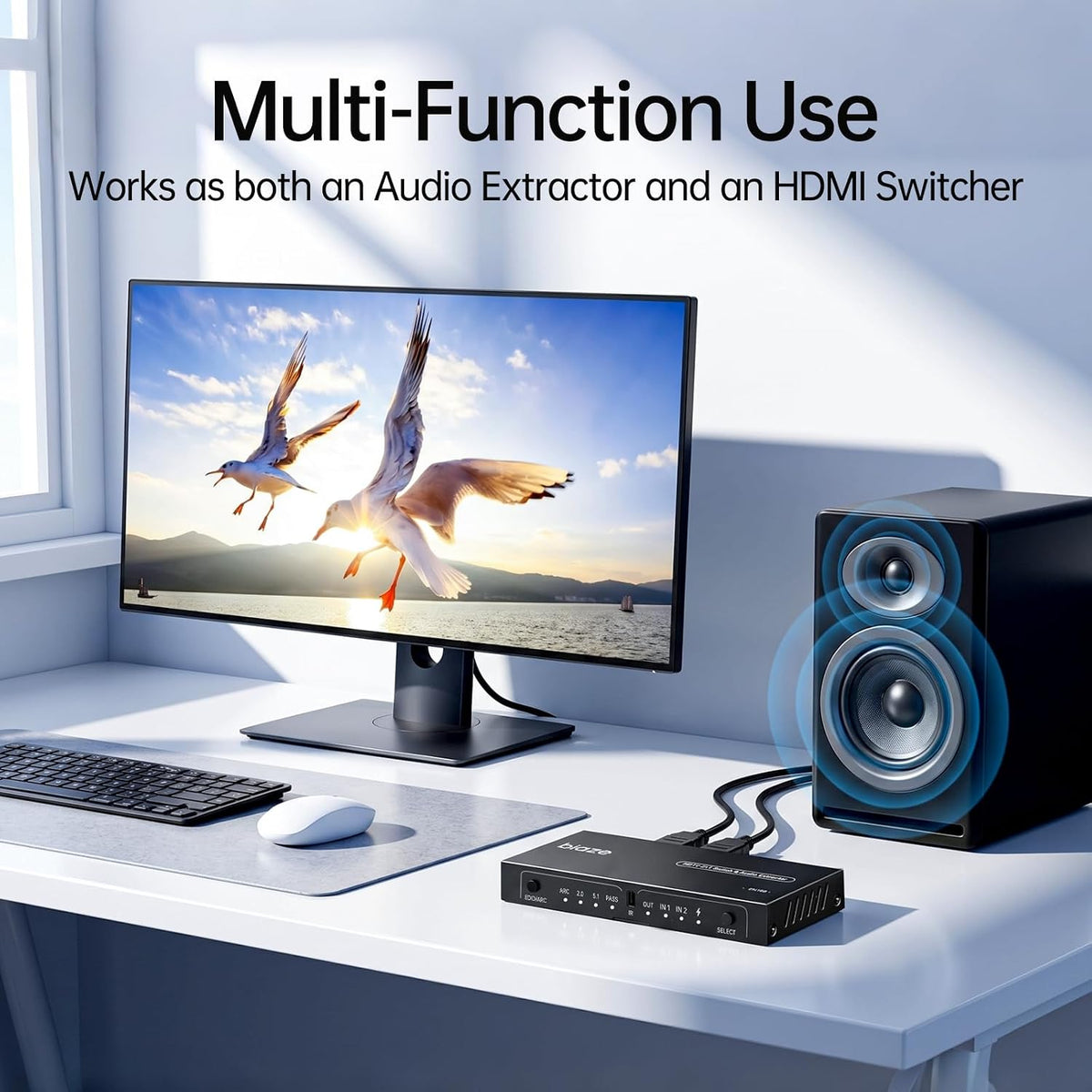 Interruptor HDMI 2.0 Extractor de audio 2 en 1 salida 4K@60Hz