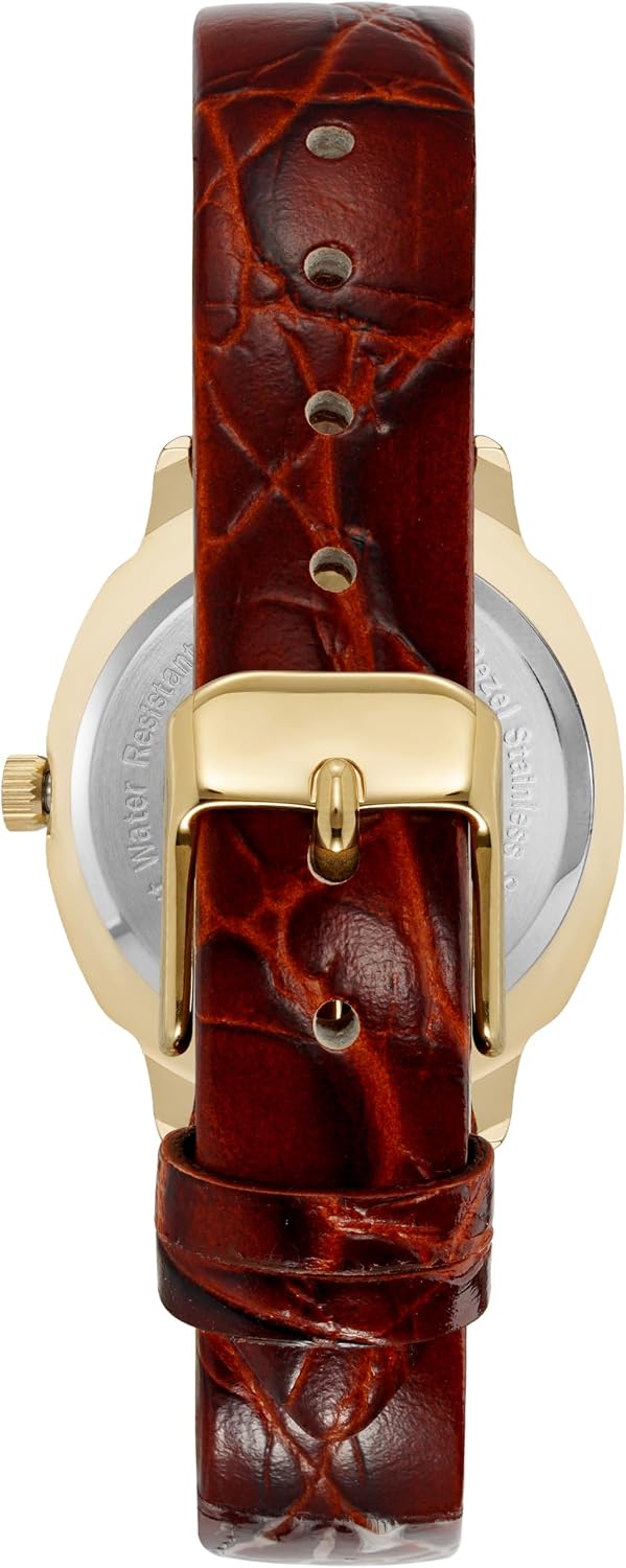 Armitron Reloj para Mujer con correa de cuero real adornada con cristales genuinos