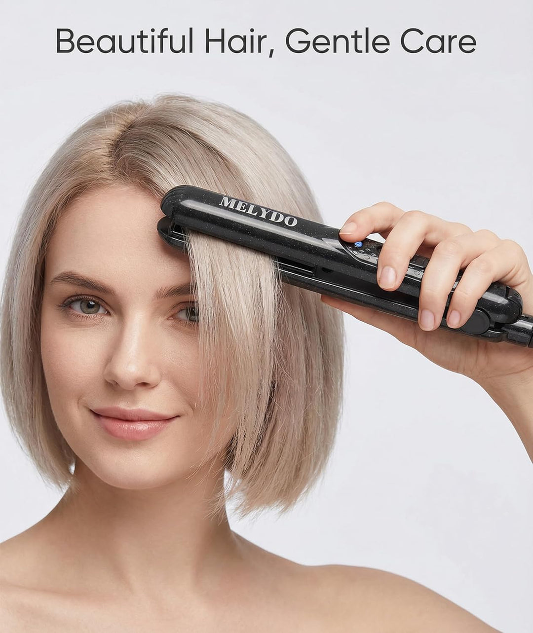 MELYDO Mini plancha plana, alisador de pelo cerámico de turmalina p...