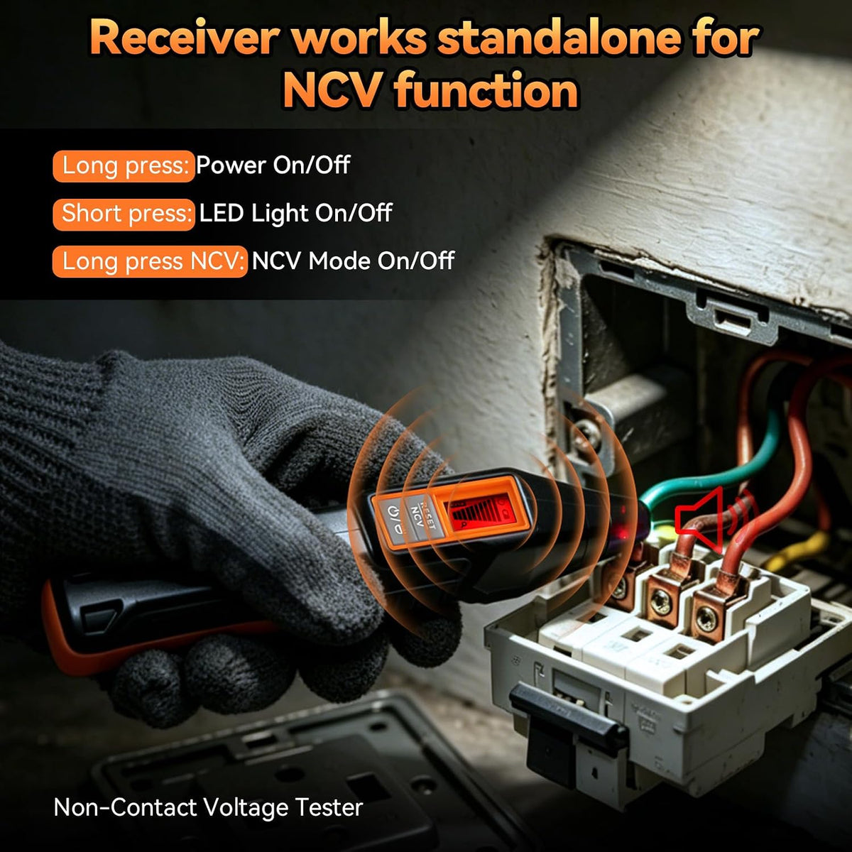 Detector de Interruptor Automático con Probador de Enchufe GFCI, Probador de Voltaje sin Contacto NCV