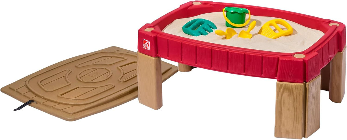 Step2 Mesa de Arena Naturally Playful, Mesa Sensorial de Actividades de Arena para Niños, Kit de Accesorios de 5 Piezas, Juguetes de Verano al Aire Libre para Niños Pequeños, 2+ Años