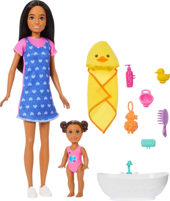 Barbie Skipper Babysitters, Inc. Set de juego con muñeca morena, mu...