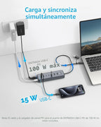 Anker, A8307, hub USB 2 de 3 puertos, alimentado