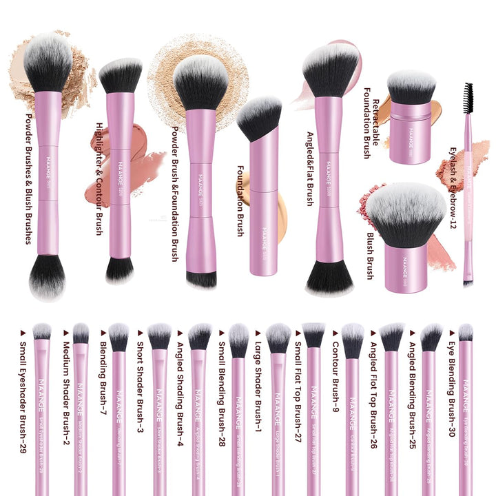 MAANGE Juego de 20 brochas de maquillaje de base, brocha de contorn...