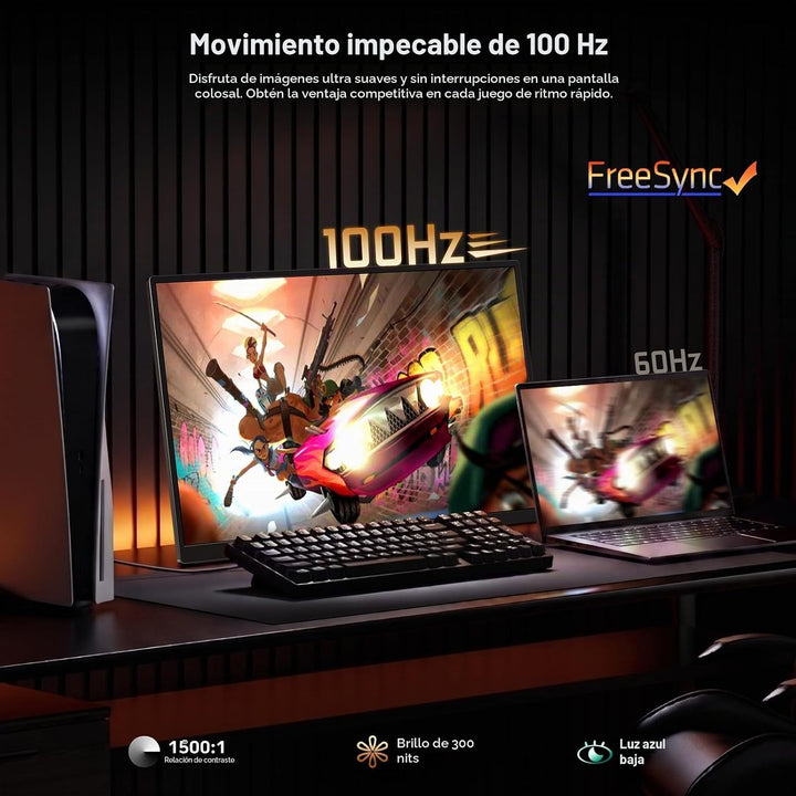 MNN Monitor portátil para juegos de 23.8" 100Hz FHD IPS USB-C H...