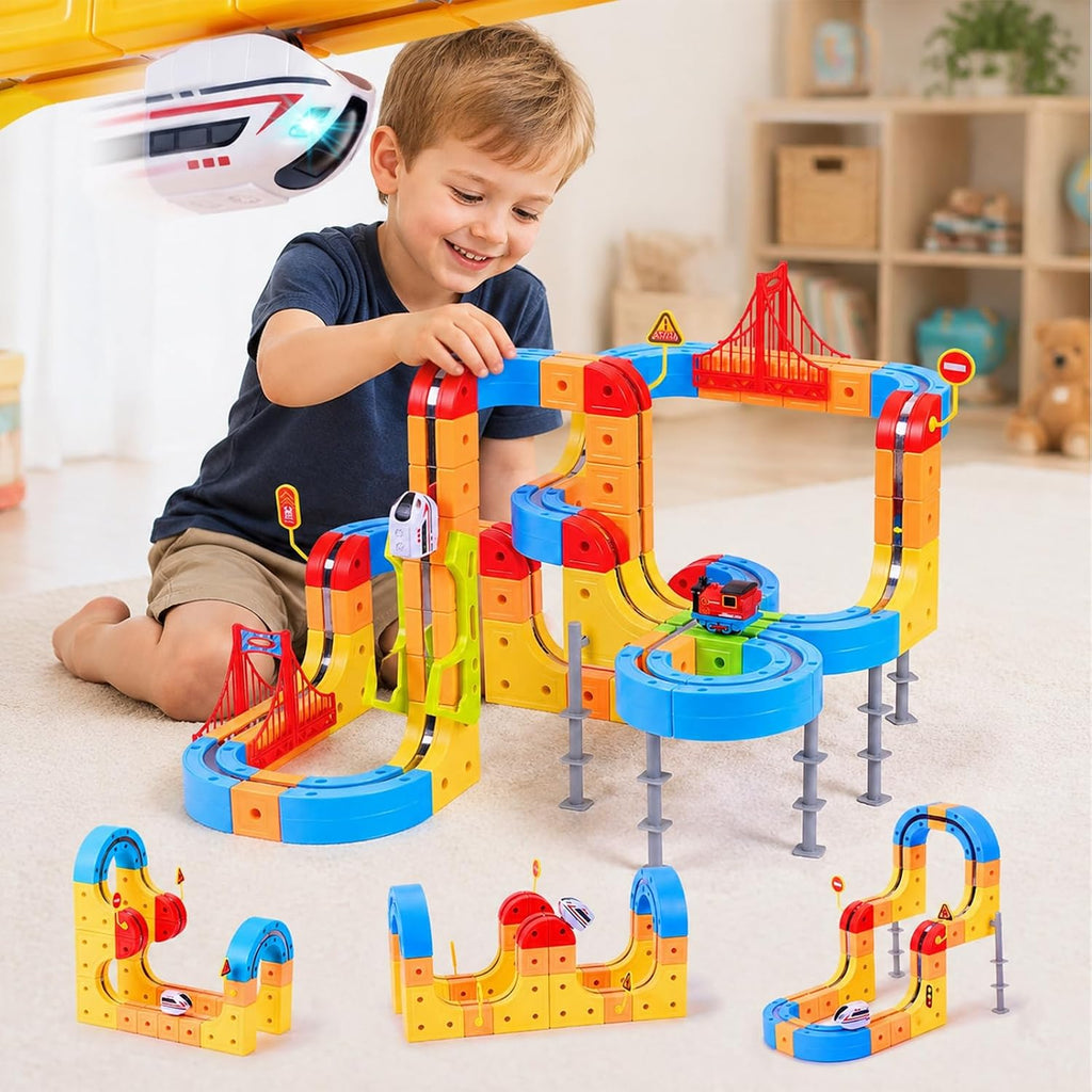 Juego de tren eléctrico magnético: autoensamblaje para niños