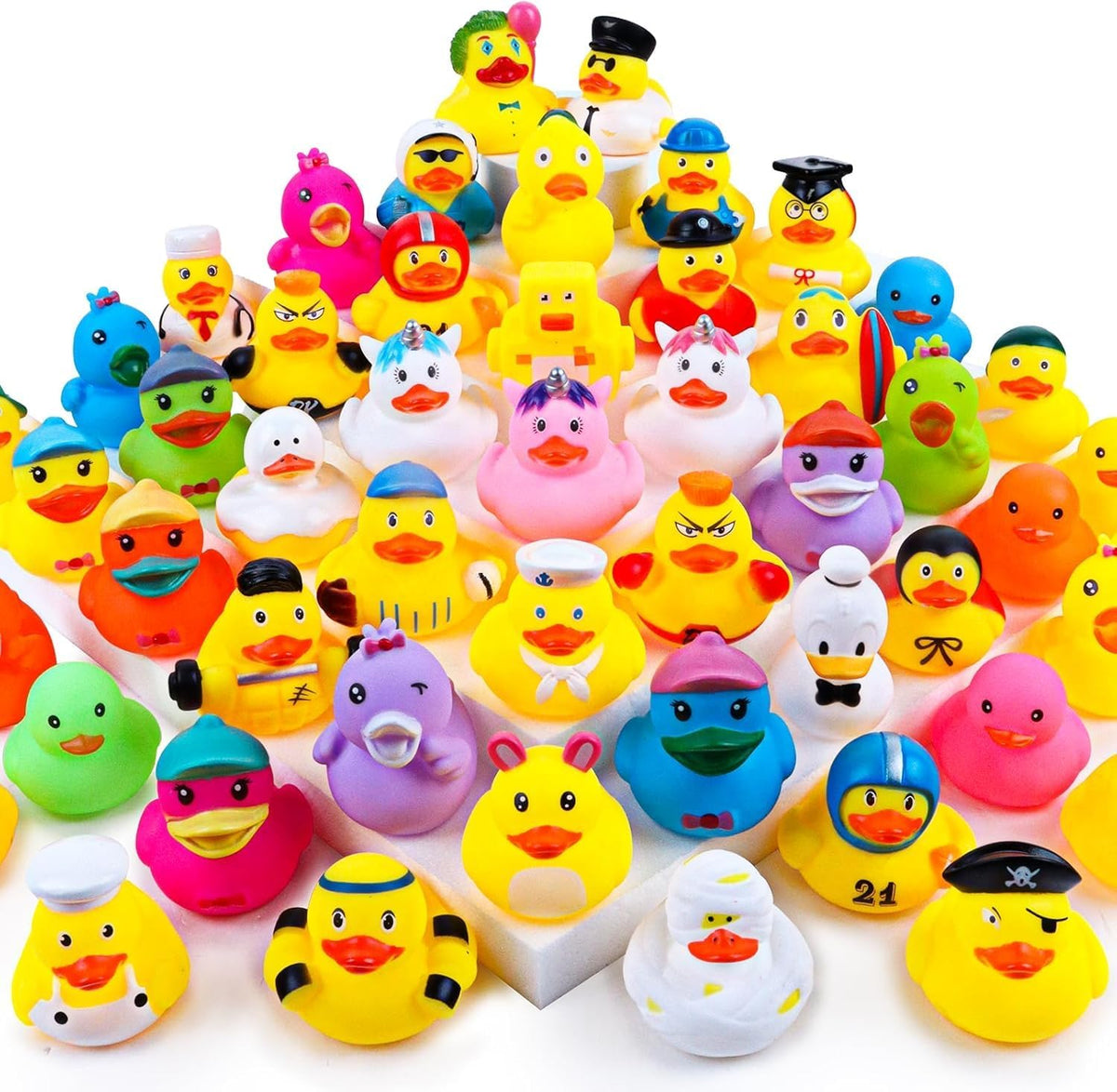 100Pcs Patitos de Goma, Mix Aleatorio en Lote de Patitos de 2 Pulgadas Mini Patitos de Goma para Bañera de Niños, Juguetes de Baño para Niños, Regalos de Cumpleaños, Utensilios para Fiesta