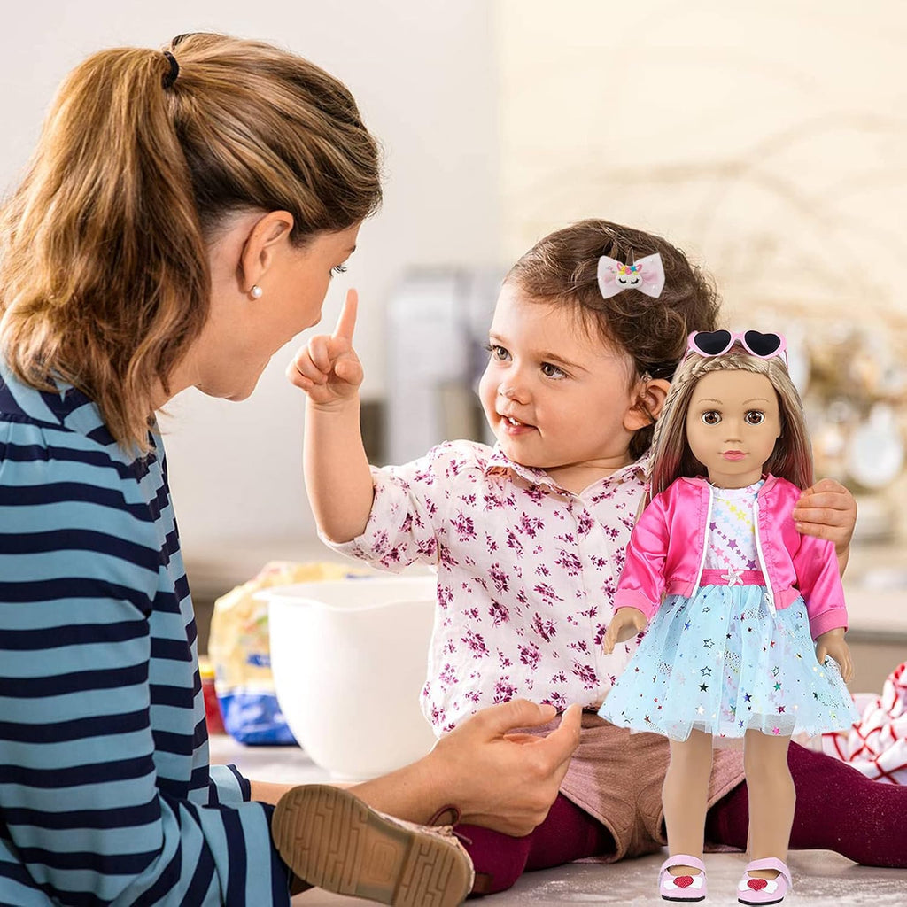American - Juego de ropa y accesorios de maquillaje para muñecas de 18