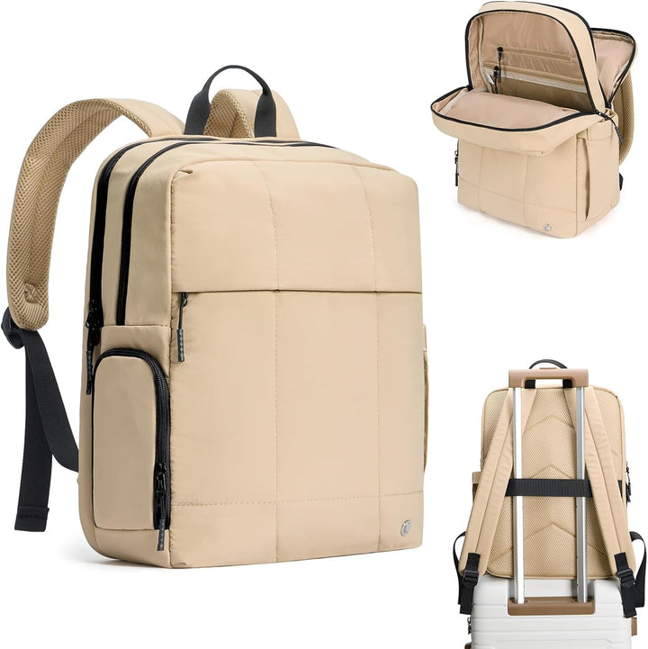 CLUCI Mochila esponjosa acolchada para laptop para mujeres, Caqui s...