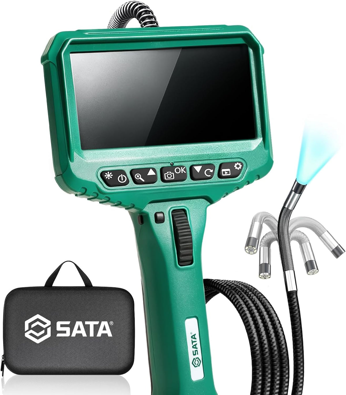 SATA Cámara articulada de boroscopio con luz, endoscopio bidireccional de