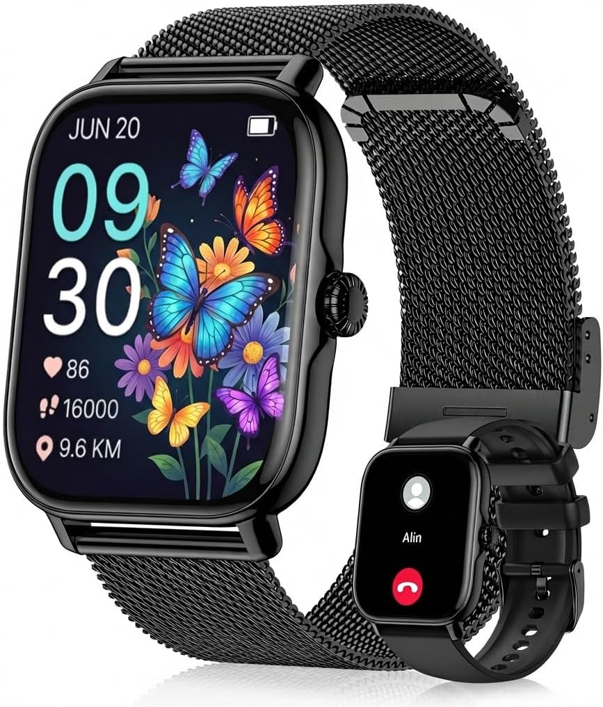 Reloj inteligente para mujer de 1.83 pulgadas, llamadas Bluetooth HD, compatible con iPhone y Android, IP68 impermeable, monitor de sueño SpO2 de frecuencia cardíaca, más de 120 modos