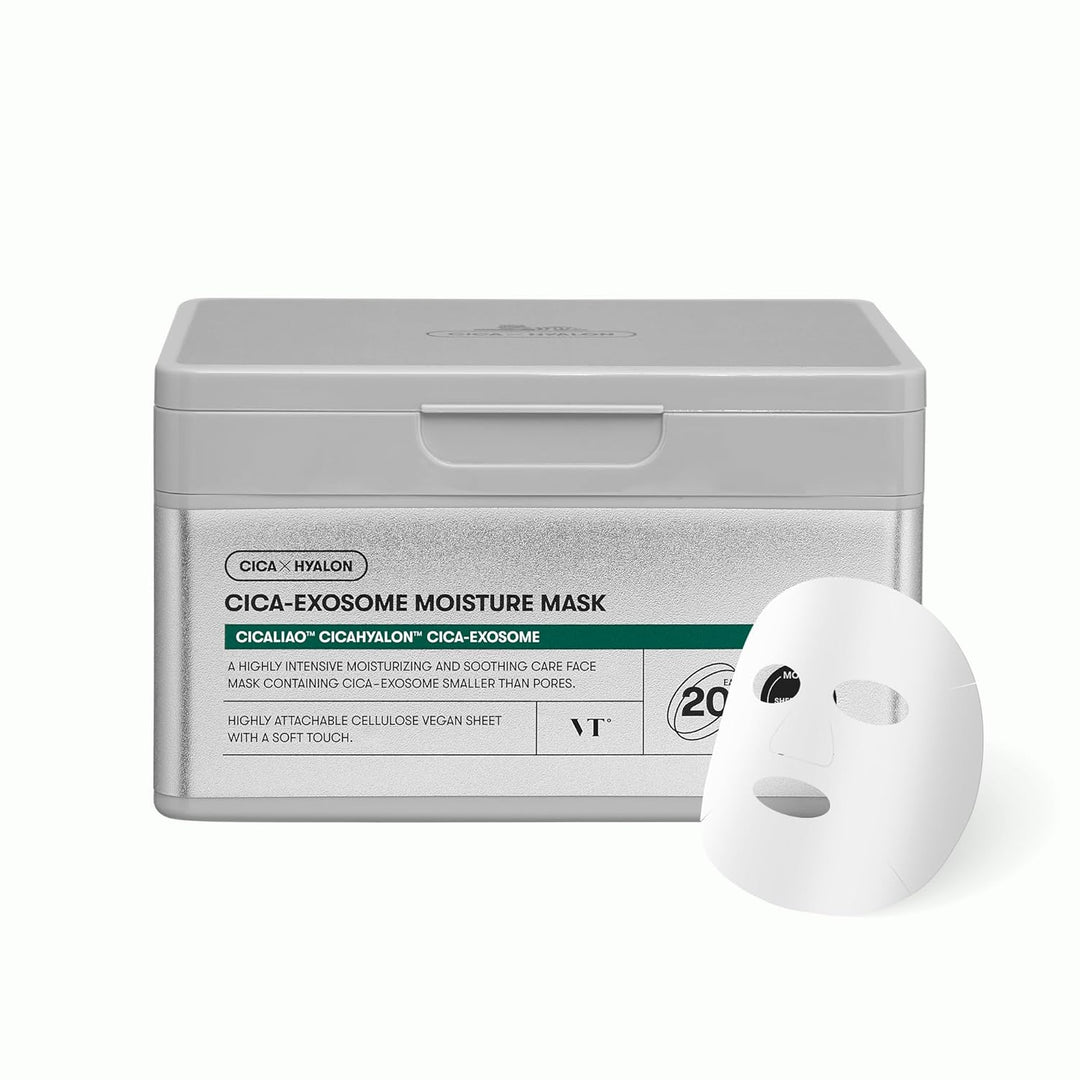 VT COSMETICS Cica-Exosome - Máscara de humedad de 20 hojas, centell...