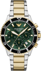 Emporio World Explorer - Reloj de acero inoxidable con cronógrafo bicolor para hombre (modelo: AR11695)