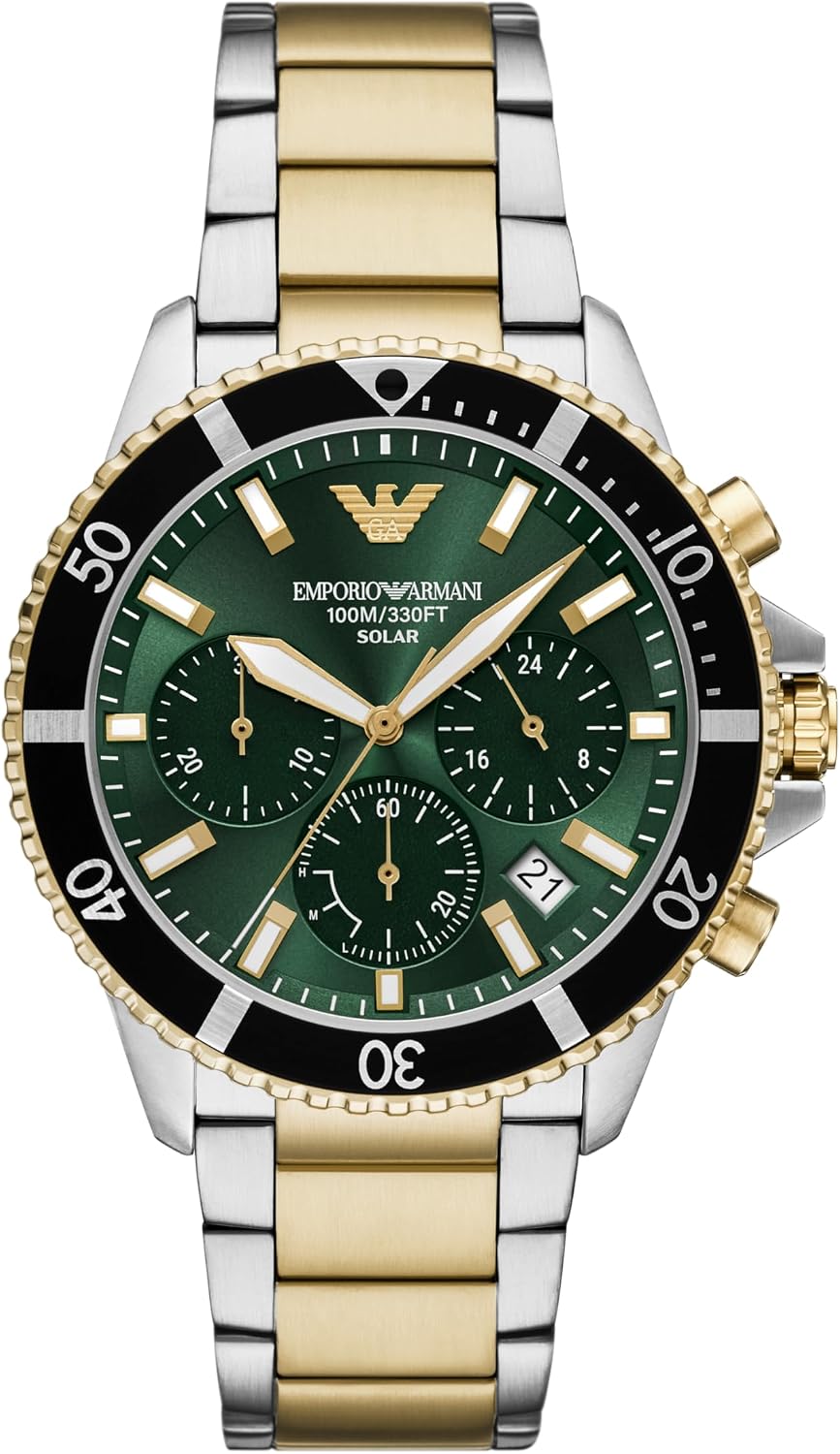 Emporio World Explorer - Reloj de acero inoxidable con cronógrafo bicolor para hombre (modelo: AR11695)