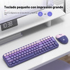 Combo de teclados inalámbricos y ratón, juego de teclado inalámbrico USB de 2.4 G, Negro Rosa-1
