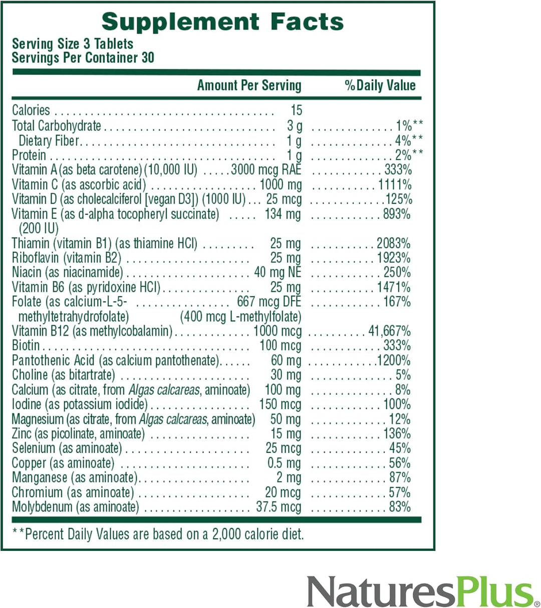 NaturesPlus Source of Life - Sin hierro - 90 tabletas - Suplemento...