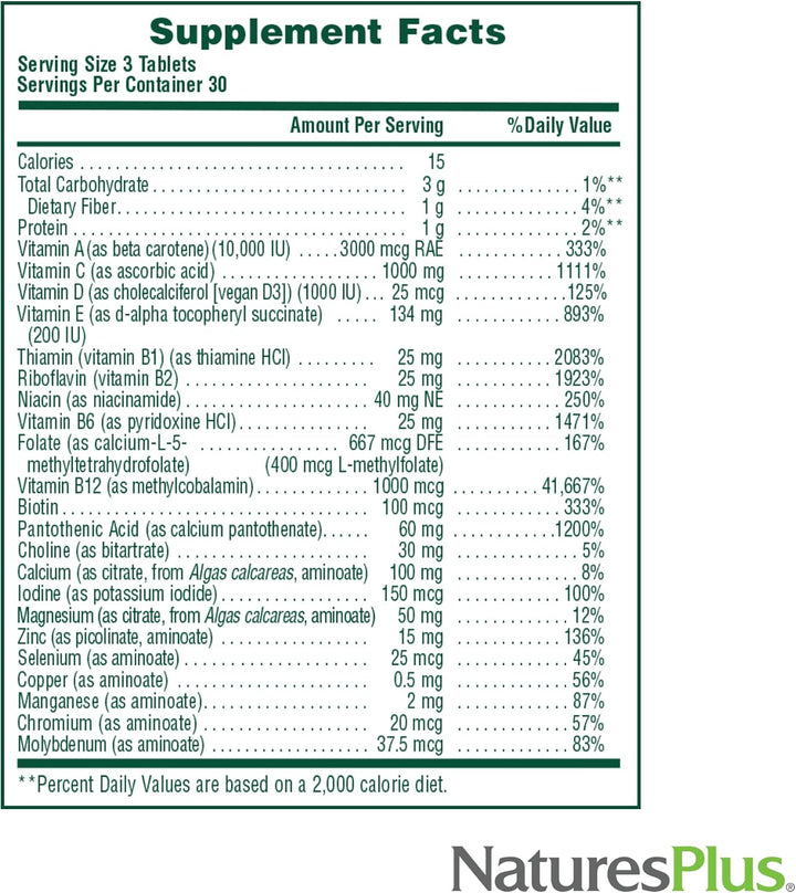 NaturesPlus Source of Life - Sin hierro - 90 tabletas - Suplemento...
