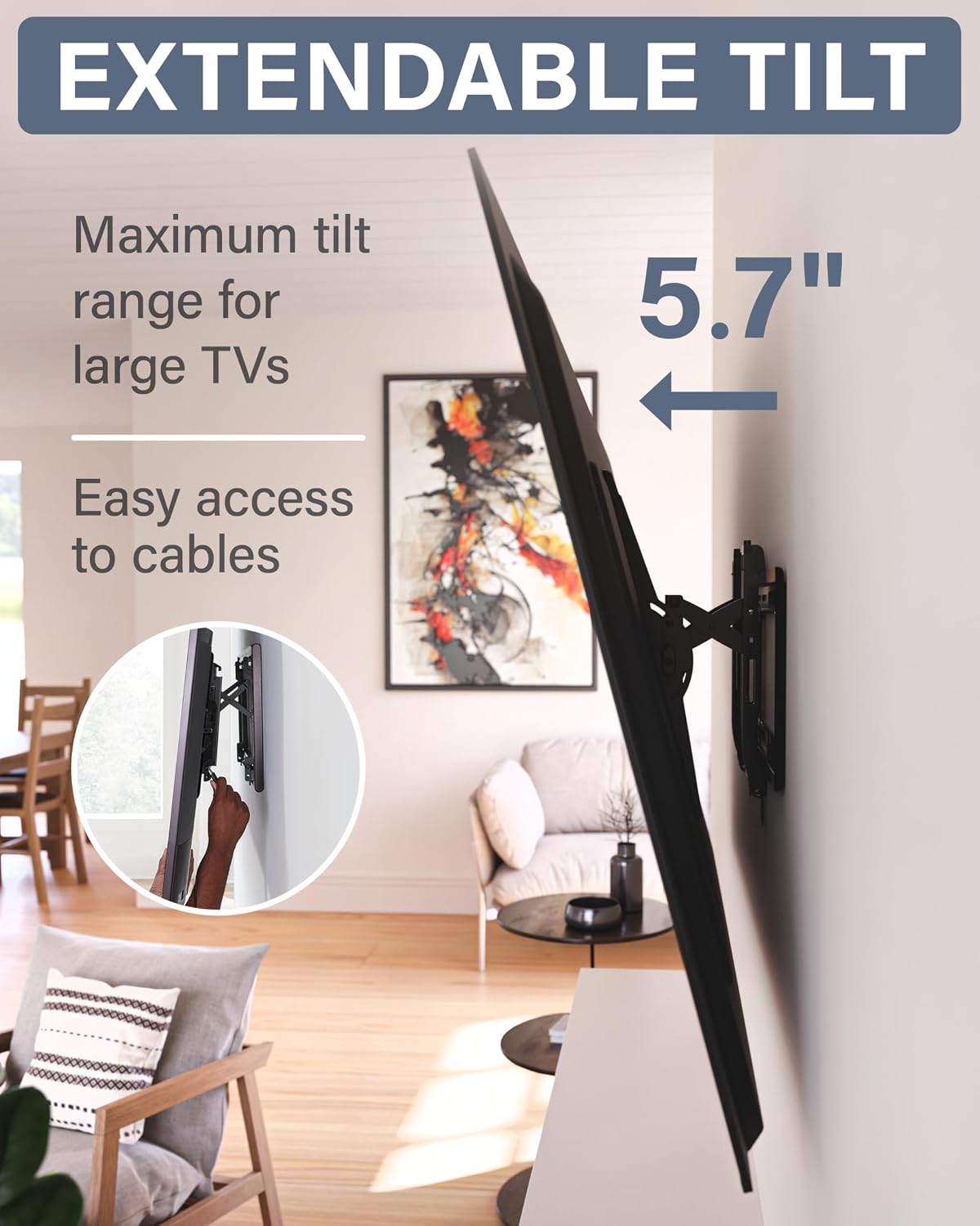 SANUS - Soporte de pared extensible inclinable para televisores de 46 a 90