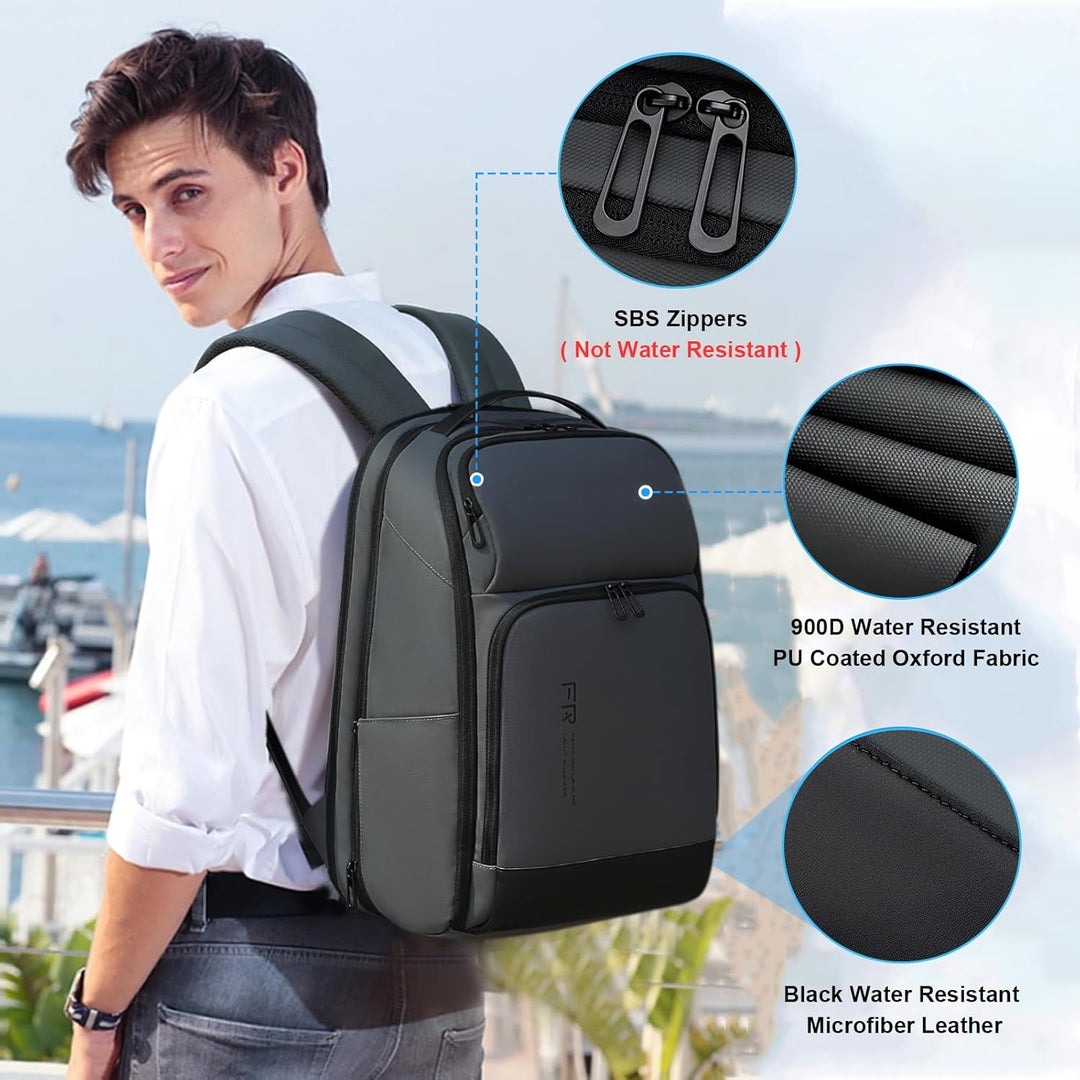 Mochila para portátil de 17 pulgadas para hombre de FENRUIEN, Gris,...