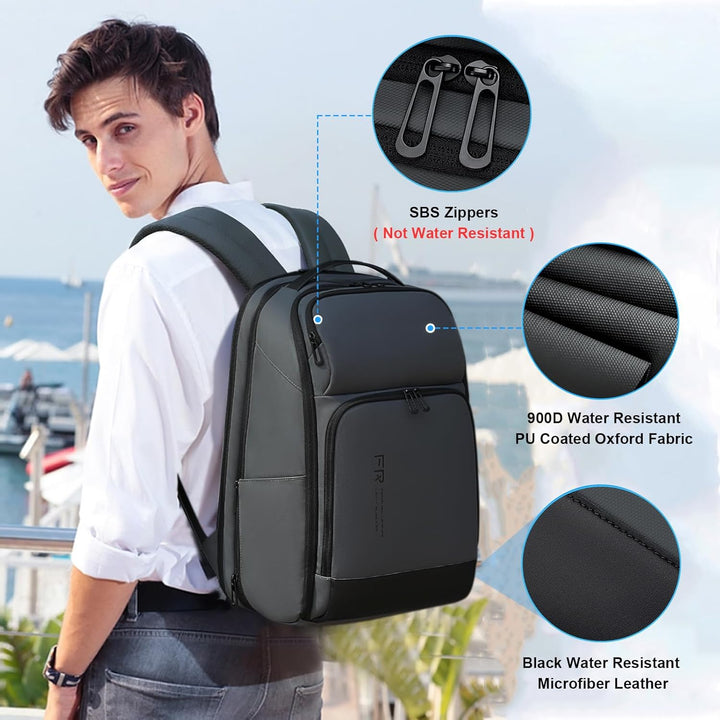 Mochila para portátil de 17 pulgadas para hombre de FENRUIEN, Gris,...