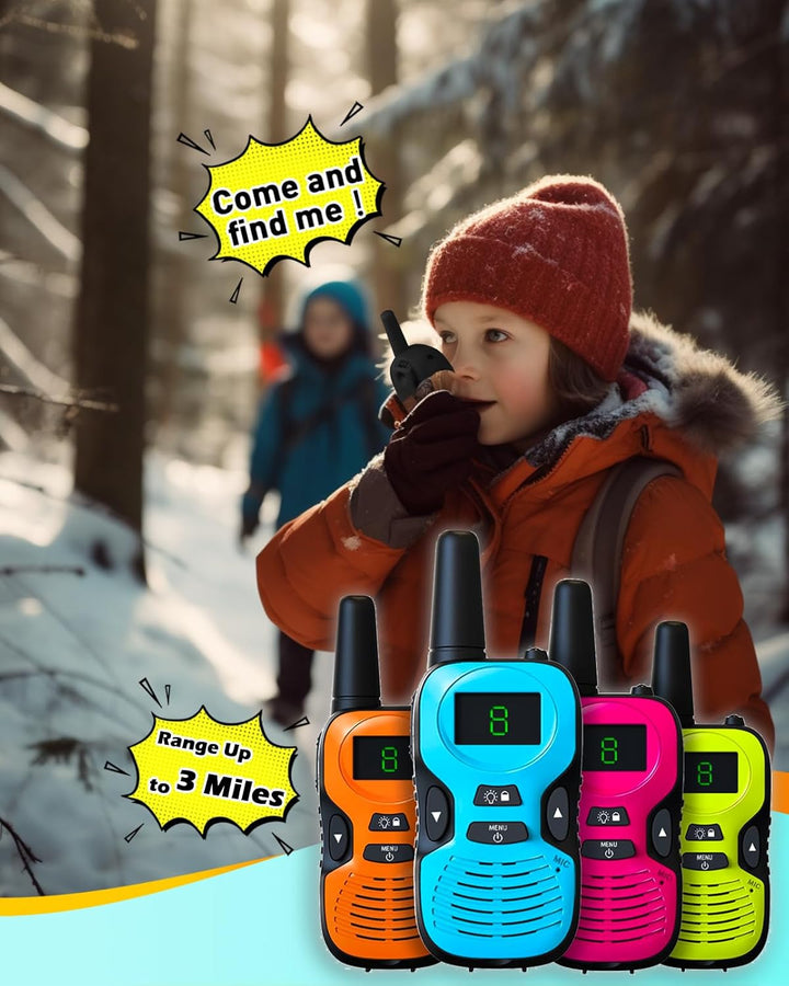 Walkie Talkies para Niños de Largo Alcance - Paquete de 4 Walkie Ta...