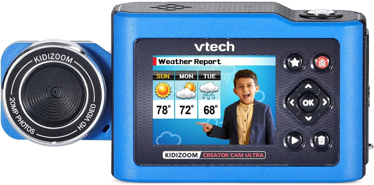 VTech KidiZoom Creator Cam Ultra - Cámara recargable con trípode, azul
