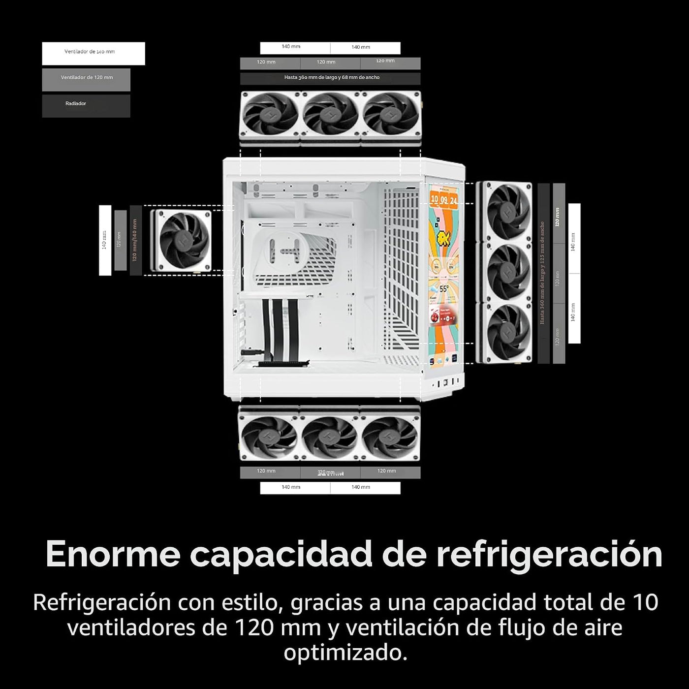 Hyte Y70 Touch Infinite Dual Chamber ATX Mid Tower - Carcasa estéti...