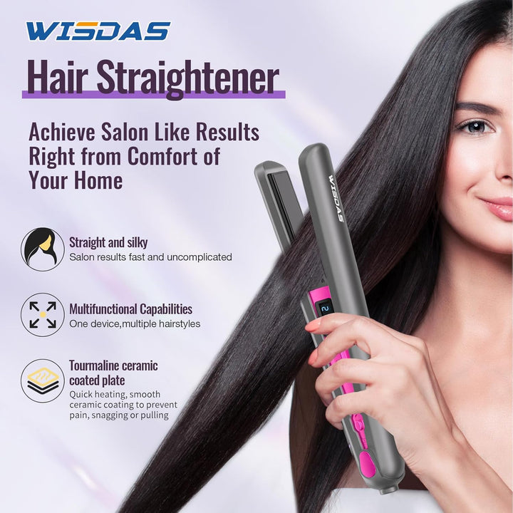 WISDAS Plancha inalámbrica para el cabello y rizadores, placa de ce...
