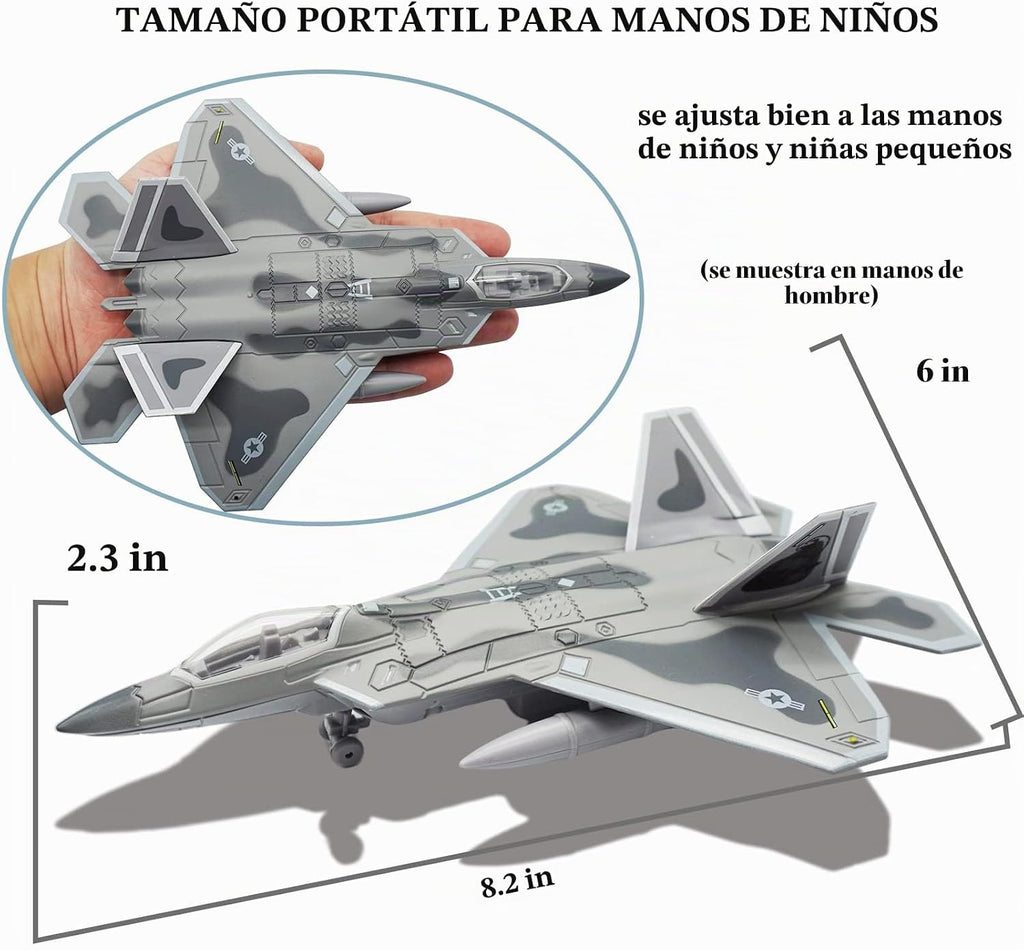 Avión de combate F-22 Raptor Fighter Bomber Diecast Avión militar 1/100 Modelo de avión con luces y sonidos para niños