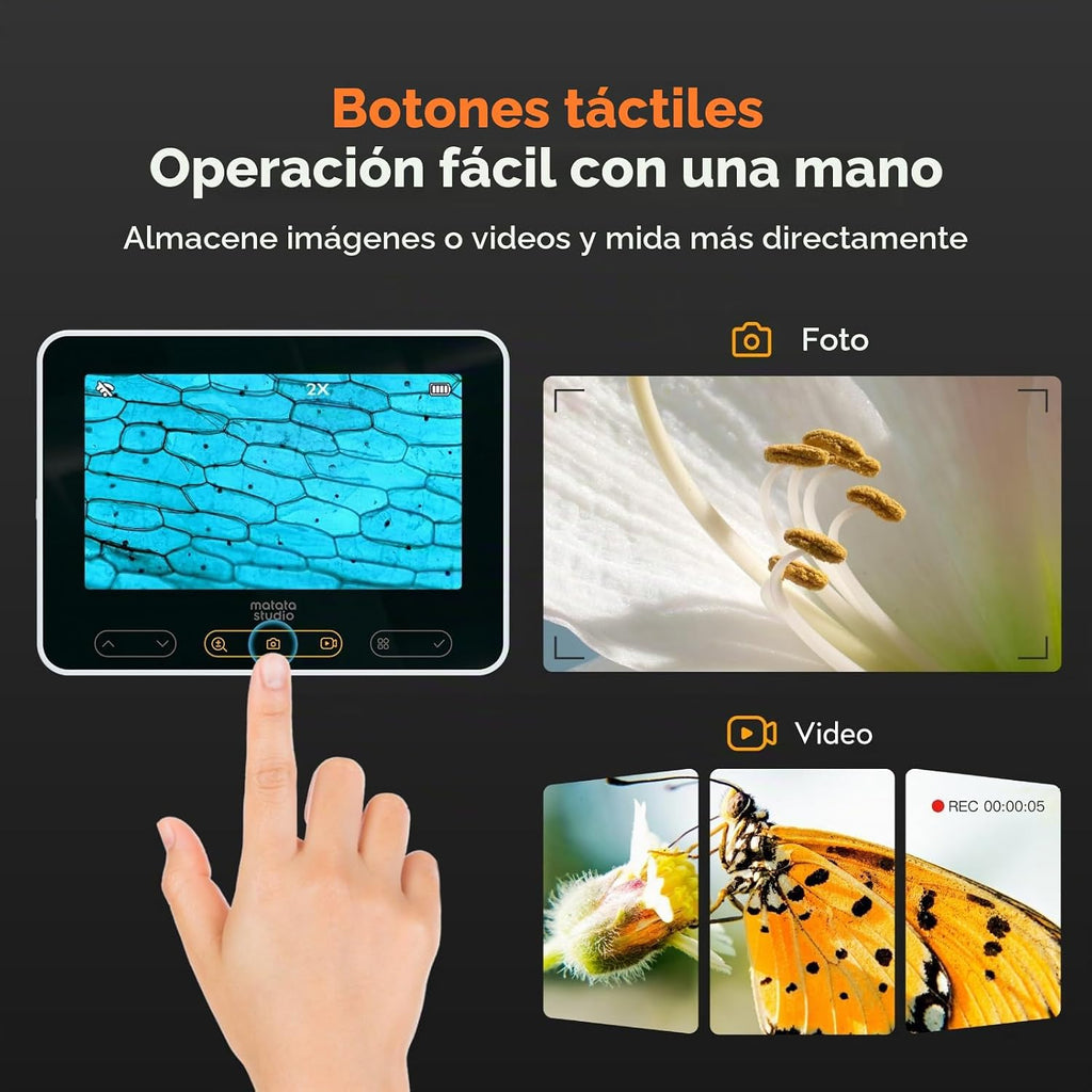Microscopio portátil MX2-A para niños, 100-1600X Digital