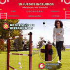 Swooc Games® - Juego de pelota de escalera de madera prémium (resistente a la intemperie) - con más de 10 juegos y estuche de transporte - Fácil de configurar sin herramientas - Juego de lanzamiento