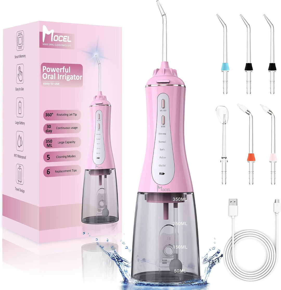 MOCEL Irrigador dental inalámbrico para dientes - Tanque grande de...