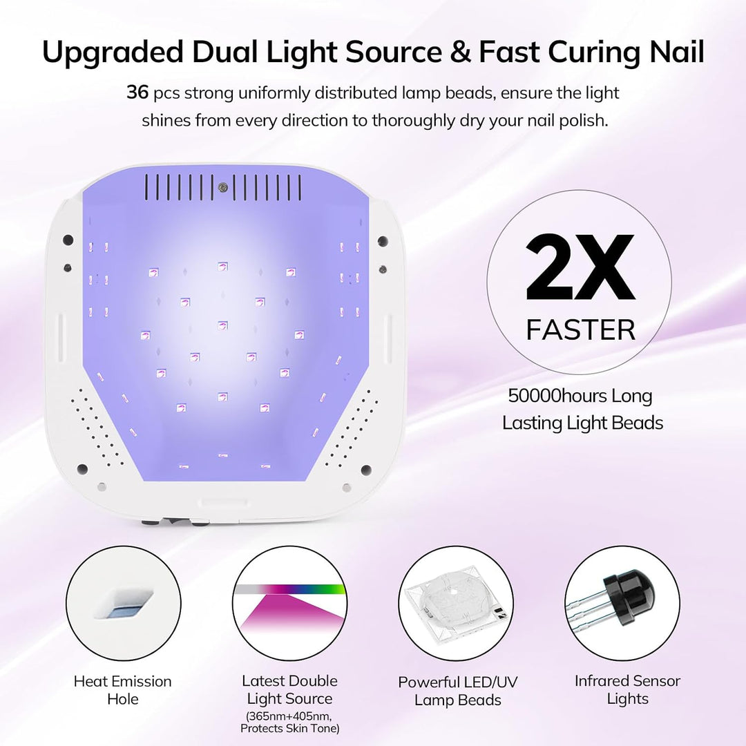 Lavinda Lámpara LED de uñas de 54 W, recargable e inalámbrica, luz...