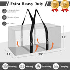 Paquete de 6 bolsas de mudanza resistentes de 210 GSM con cremallera lateral totalmente abierta, 93 L y 65 libras, impermeables, plegables para dormitorio universitario, alternativas de cajas de mudanza y organización del hogar, color blanco