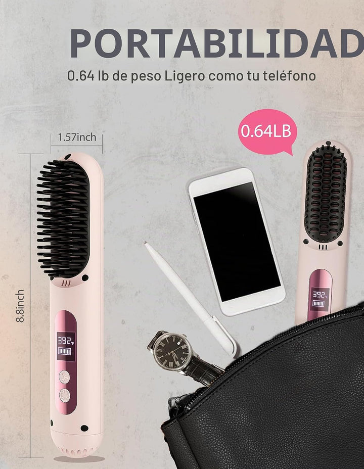 ZM ZHEMEI Cepillo alisador de pelo inalámbrico, alisador de pelo po...
