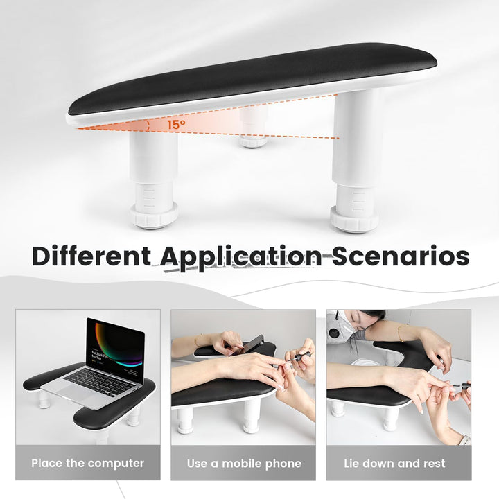 JODSONE Reposabrazos en forma de U negro para técnicos de uñas con...