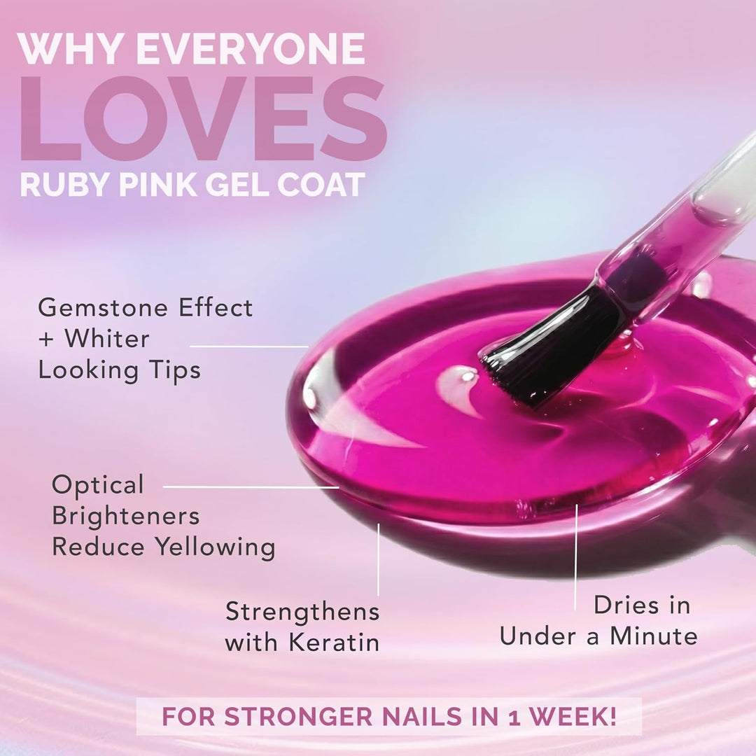 Perfect Formula Capa de gel rosa rubí, fortalecedor de uñas, tratam...