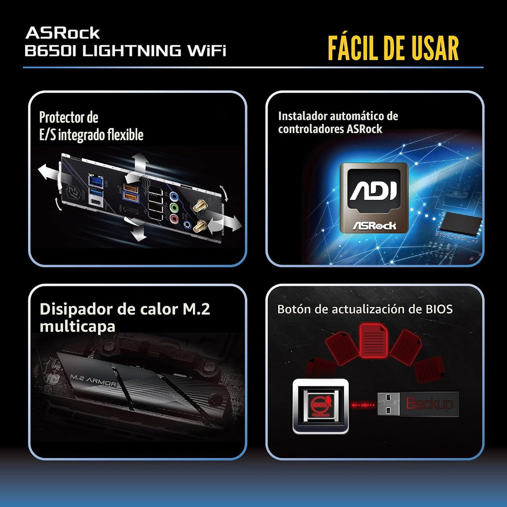 ASRock B650I Lightning WiFi AMD AM5 Mini-ITX Motherboard, WiFi Lightning