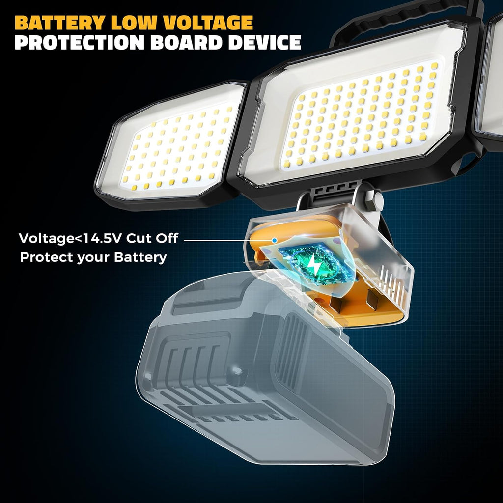 2 luces LED de trabajo compatibles con batería de 20 V, 150 W 15000 lúmenes