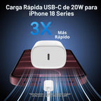 Cargador de carga rápida para iPhone 18, 17, 16, 15, cargador tipo C